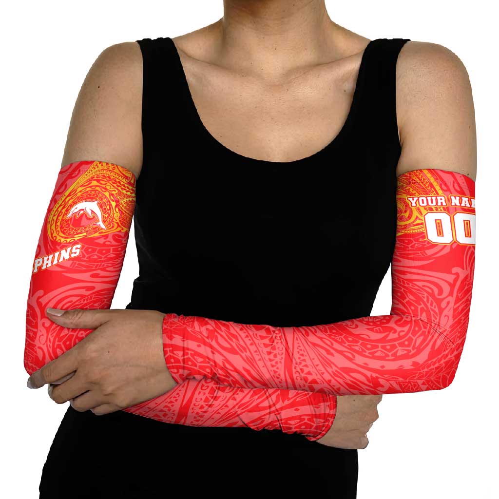 Personalized Dolphins Arm Sleeves Polynesian Tribal Chest and Sleeve Tattoo