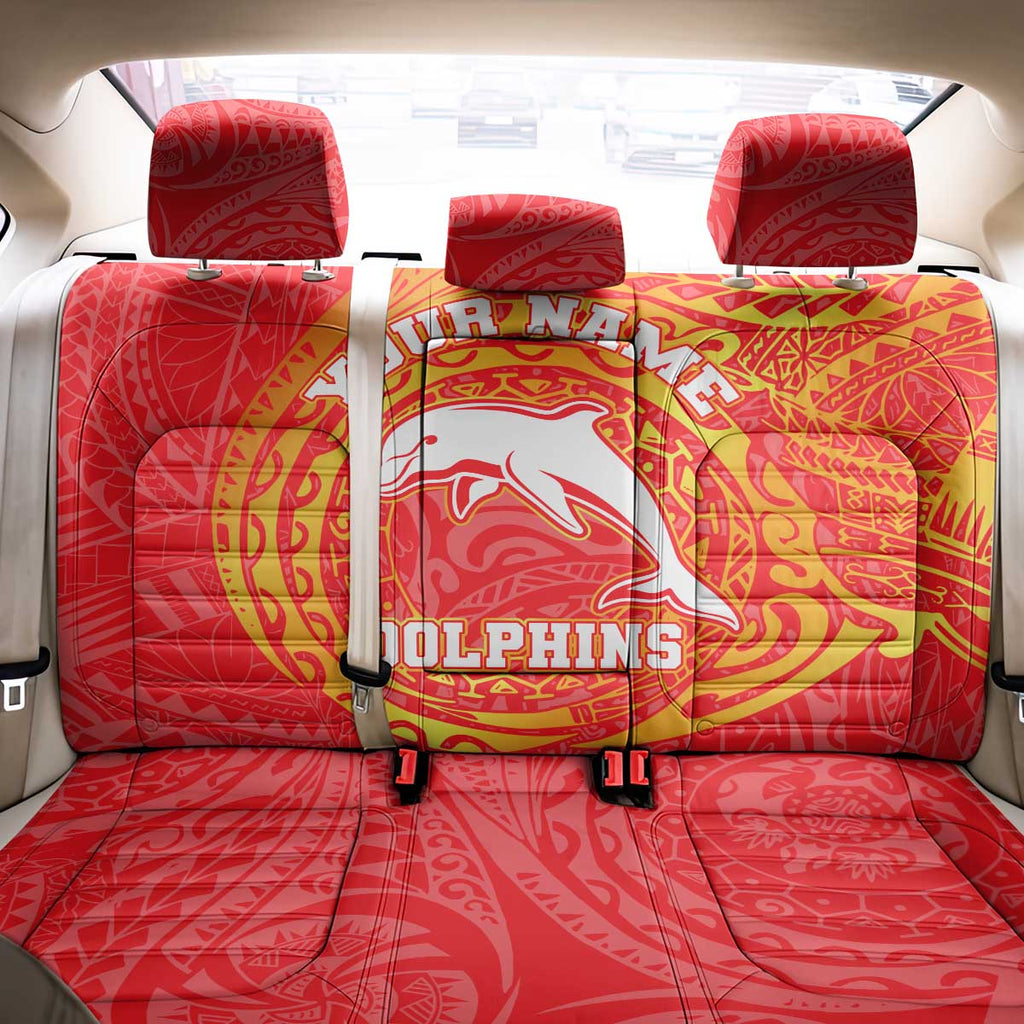 Personalized Dolphins Back Car Seat Cover Polynesian Tribal Chest and Sleeve Tattoo