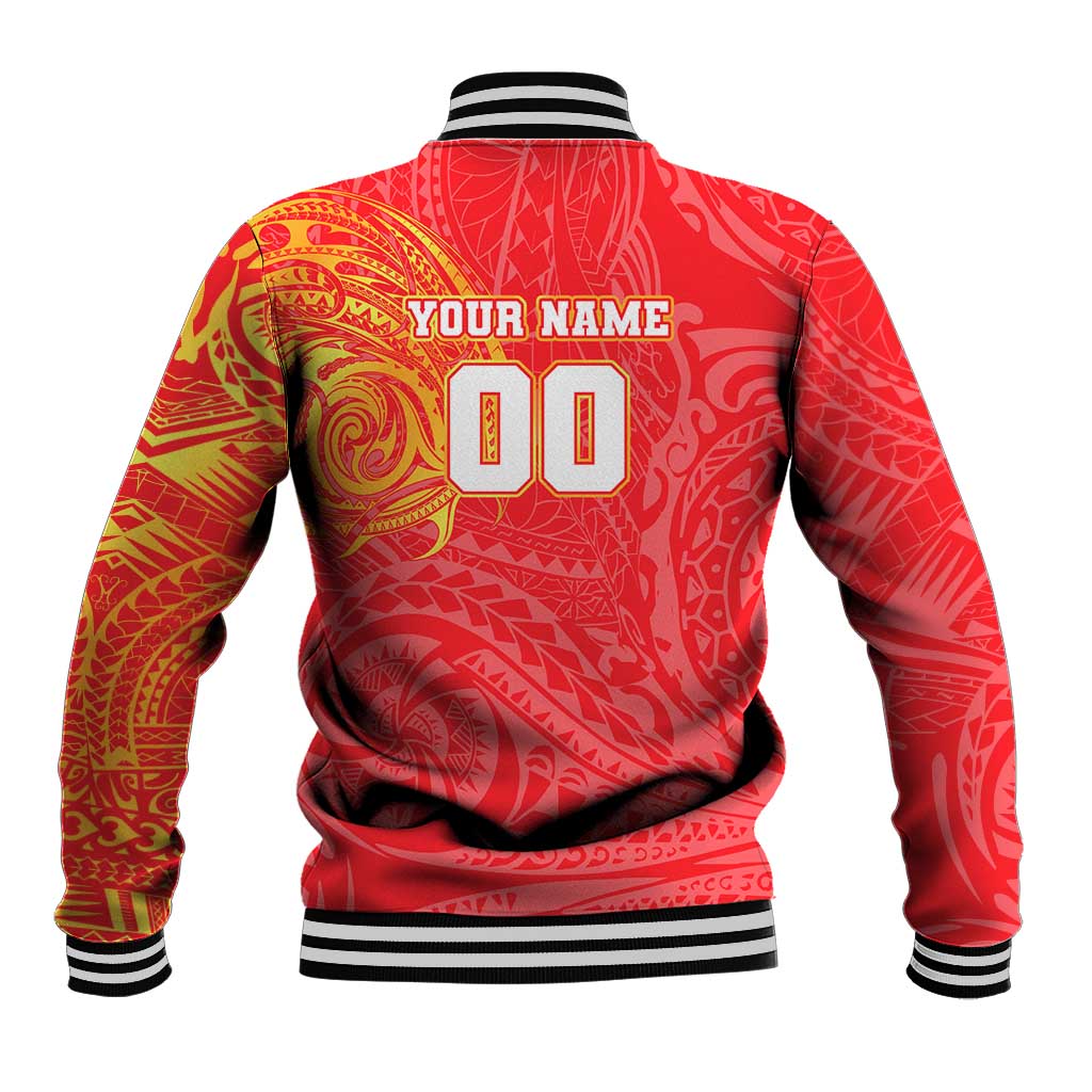 Personalized Dolphins Baseball Jacket Polynesian Tribal Chest and Sleeve Tattoo