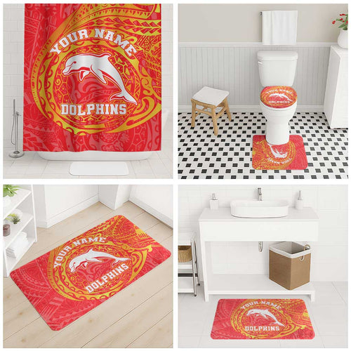 Personalized Dolphins Bathroom Set Polynesian Tribal Chest and Sleeve Tattoo