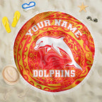 Personalized Dolphins Beach Blanket Polynesian Tribal Chest and Sleeve Tattoo