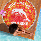 Personalized Dolphins Beach Blanket Polynesian Tribal Chest and Sleeve Tattoo
