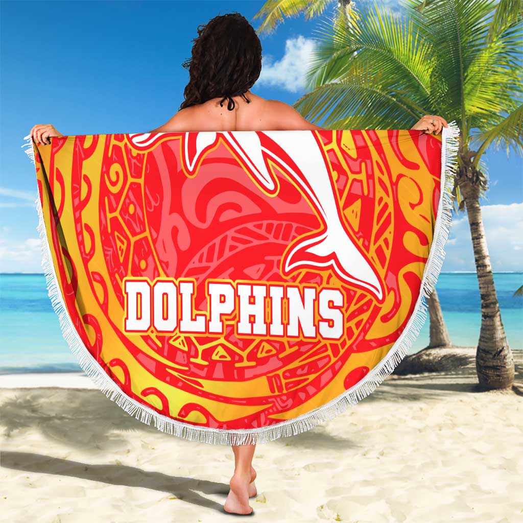 Personalized Dolphins Beach Blanket Polynesian Tribal Chest and Sleeve Tattoo