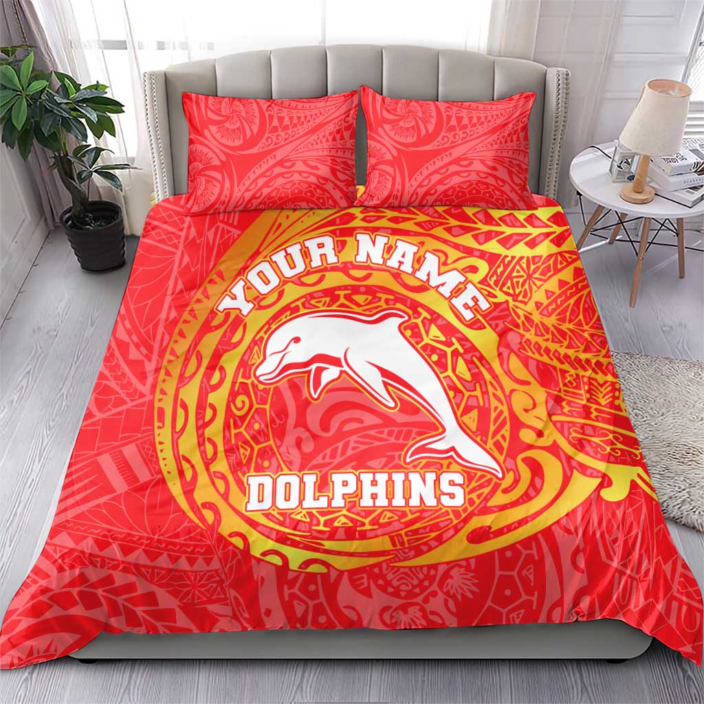 Personalized Dolphins Bedding Set Polynesian Tribal Chest and Sleeve Tattoo