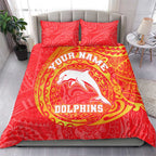 Personalized Dolphins Bedding Set Polynesian Tribal Chest and Sleeve Tattoo
