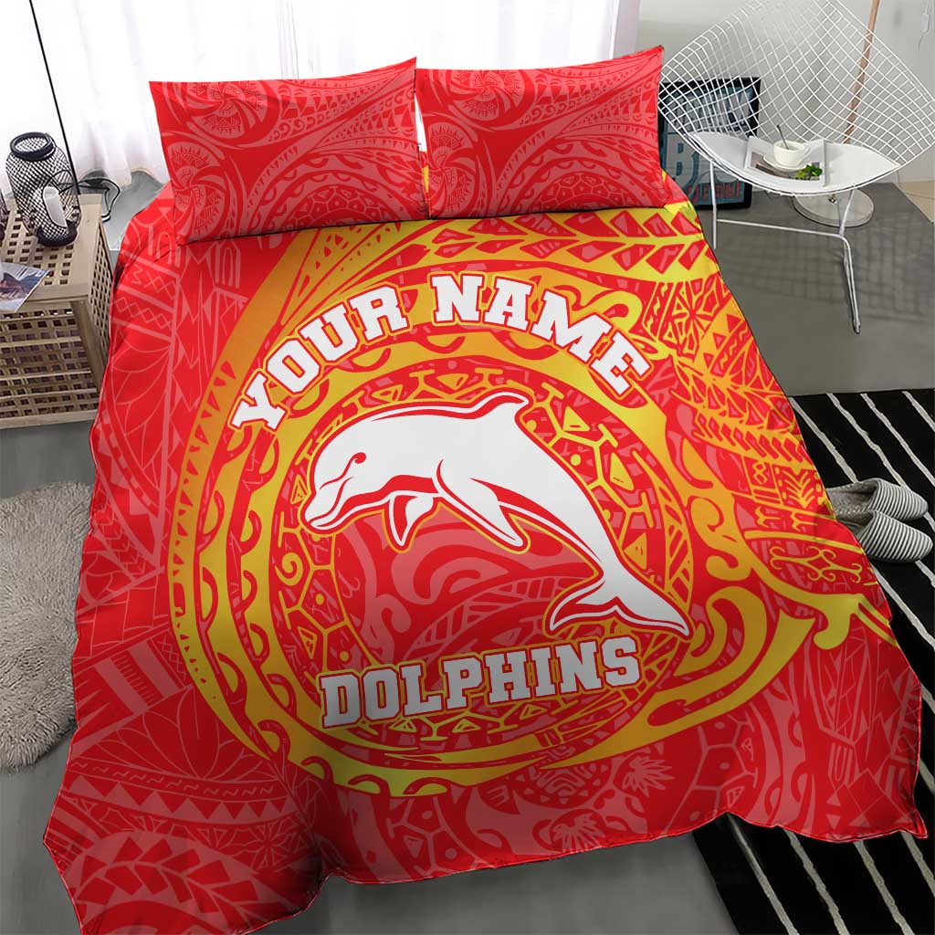 Personalized Dolphins Bedding Set Polynesian Tribal Chest and Sleeve Tattoo