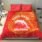 Personalized Dolphins Bedding Set Polynesian Tribal Chest and Sleeve Tattoo