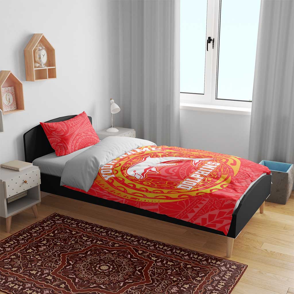 Personalized Dolphins Bedding Set Polynesian Tribal Chest and Sleeve Tattoo
