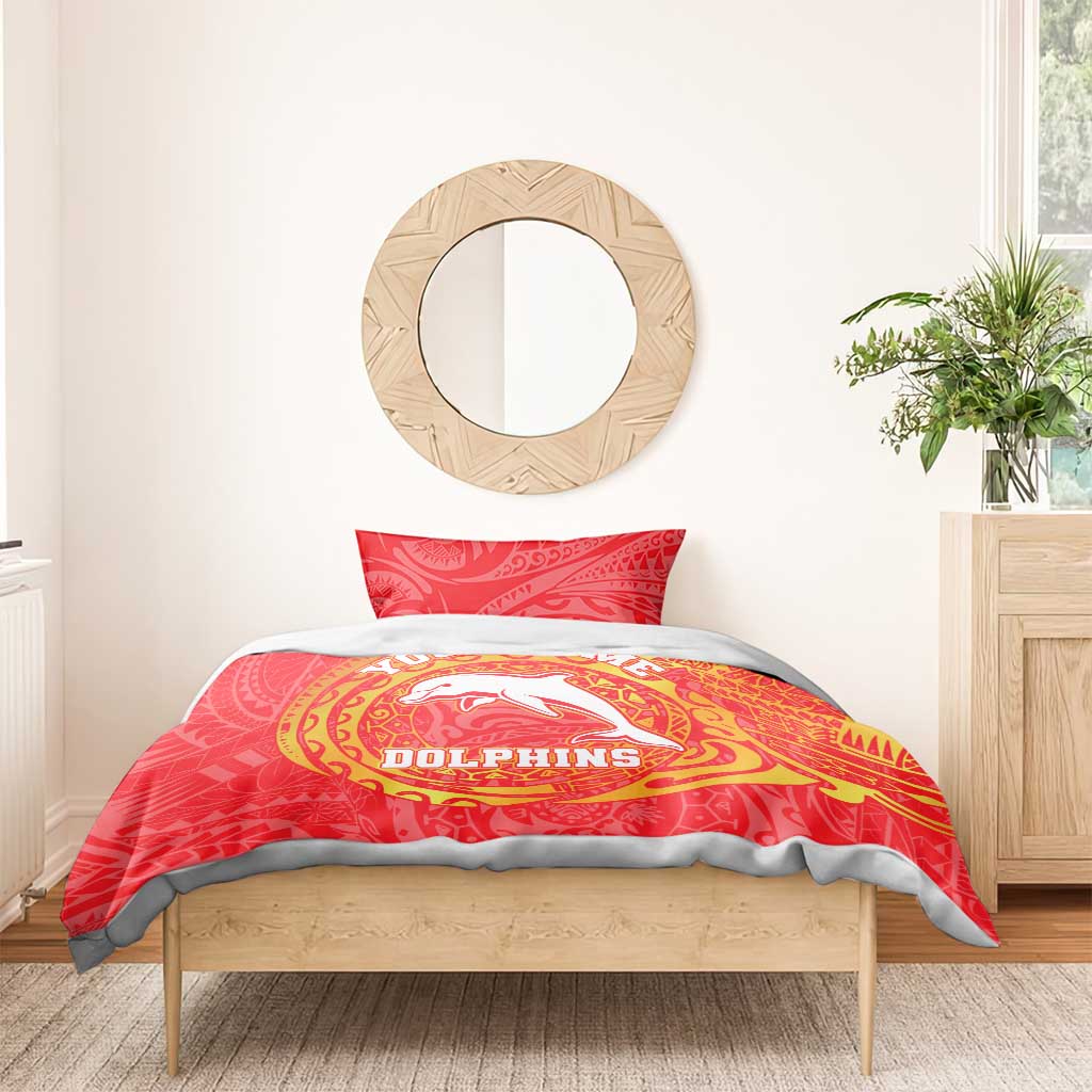 Personalized Dolphins Bedding Set Polynesian Tribal Chest and Sleeve Tattoo
