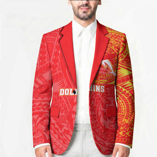 Personalized Dolphins Blazer Polynesian Tribal Chest and Sleeve Tattoo