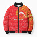 Personalized Dolphins Bomber Puffer Jacket Polynesian Tribal Chest and Sleeve Tattoo