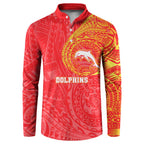 Personalized Dolphins Button Sweatshirt Polynesian Tribal Chest and Sleeve Tattoo
