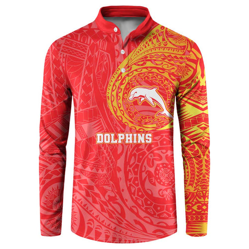 Personalized Dolphins Button Sweatshirt Polynesian Tribal Chest and Sleeve Tattoo