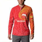 Personalized Dolphins Button Sweatshirt Polynesian Tribal Chest and Sleeve Tattoo