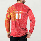 Personalized Dolphins Button Sweatshirt Polynesian Tribal Chest and Sleeve Tattoo