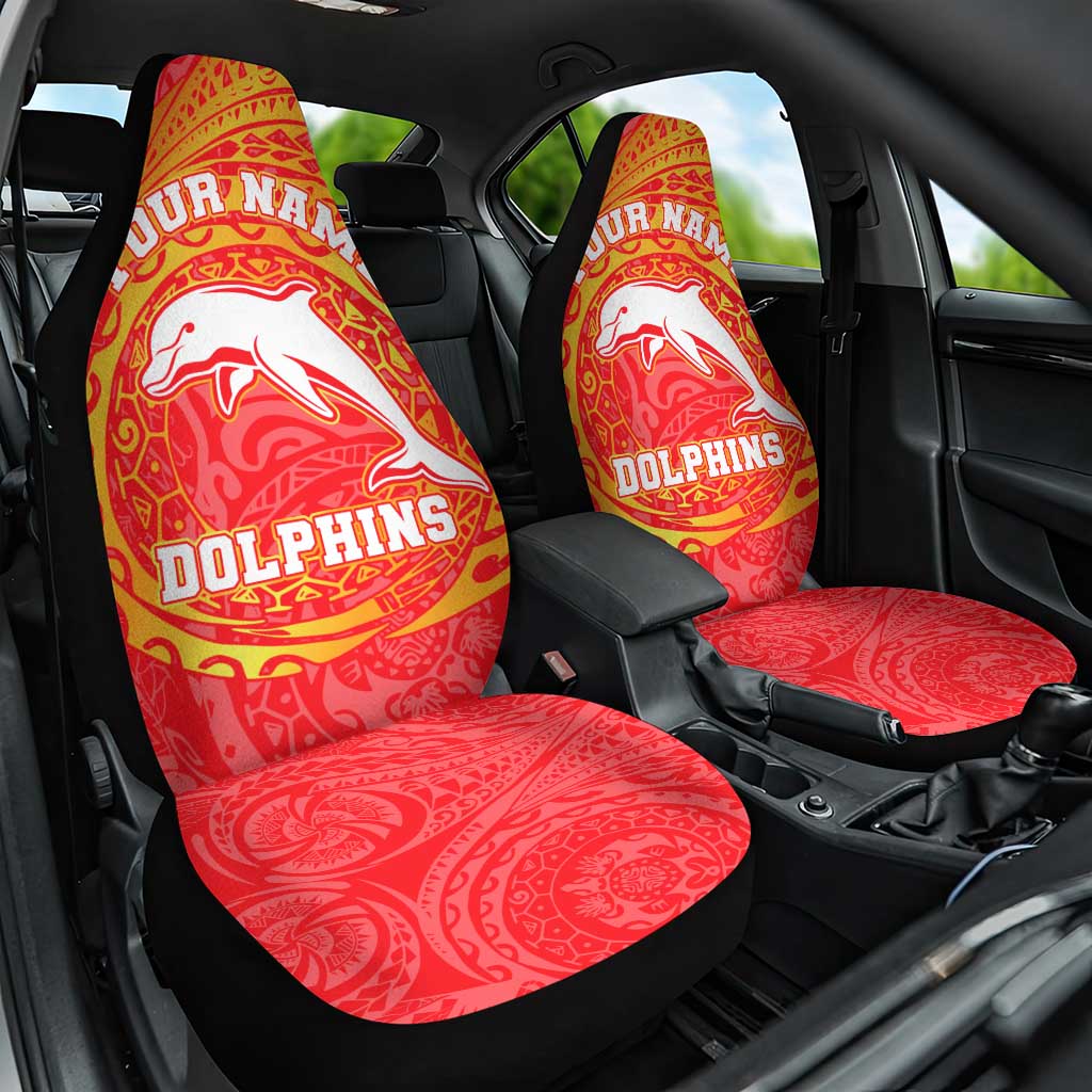 Personalized Dolphins Car Seat Cover Polynesian Tribal Chest and Sleeve Tattoo