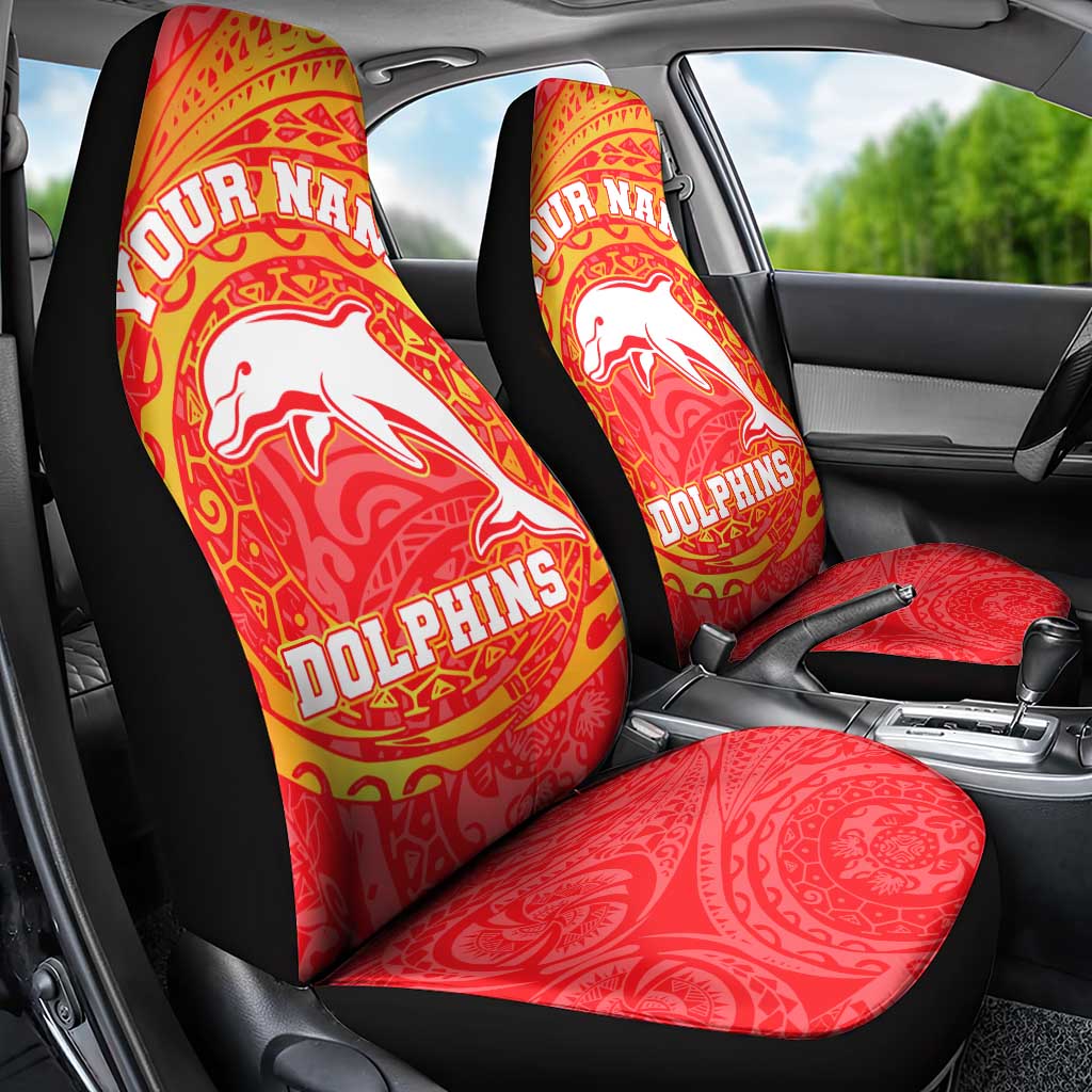 Personalized Dolphins Car Seat Cover Polynesian Tribal Chest and Sleeve Tattoo