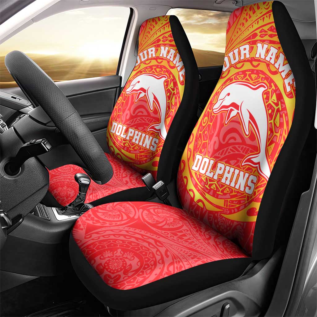 Personalized Dolphins Car Seat Cover Polynesian Tribal Chest and Sleeve Tattoo
