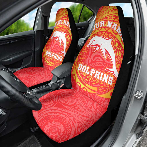 Personalized Dolphins Car Seat Cover Polynesian Tribal Chest and Sleeve Tattoo