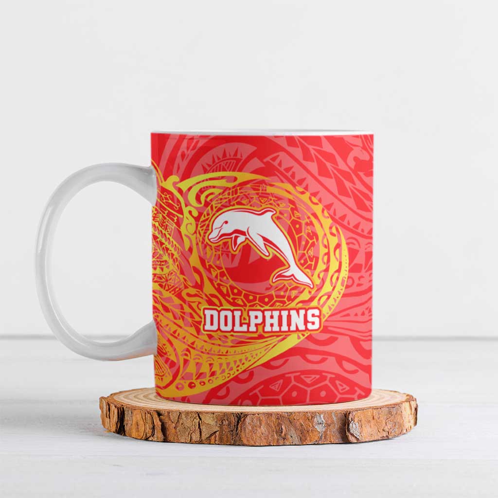 Personalized Dolphins Ceramic Mug Polynesian Tribal Chest and Sleeve Tattoo