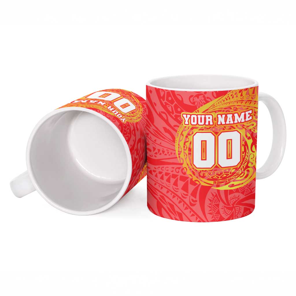 Personalized Dolphins Ceramic Mug Polynesian Tribal Chest and Sleeve Tattoo