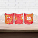 Personalized Dolphins Ceramic Mug Polynesian Tribal Chest and Sleeve Tattoo