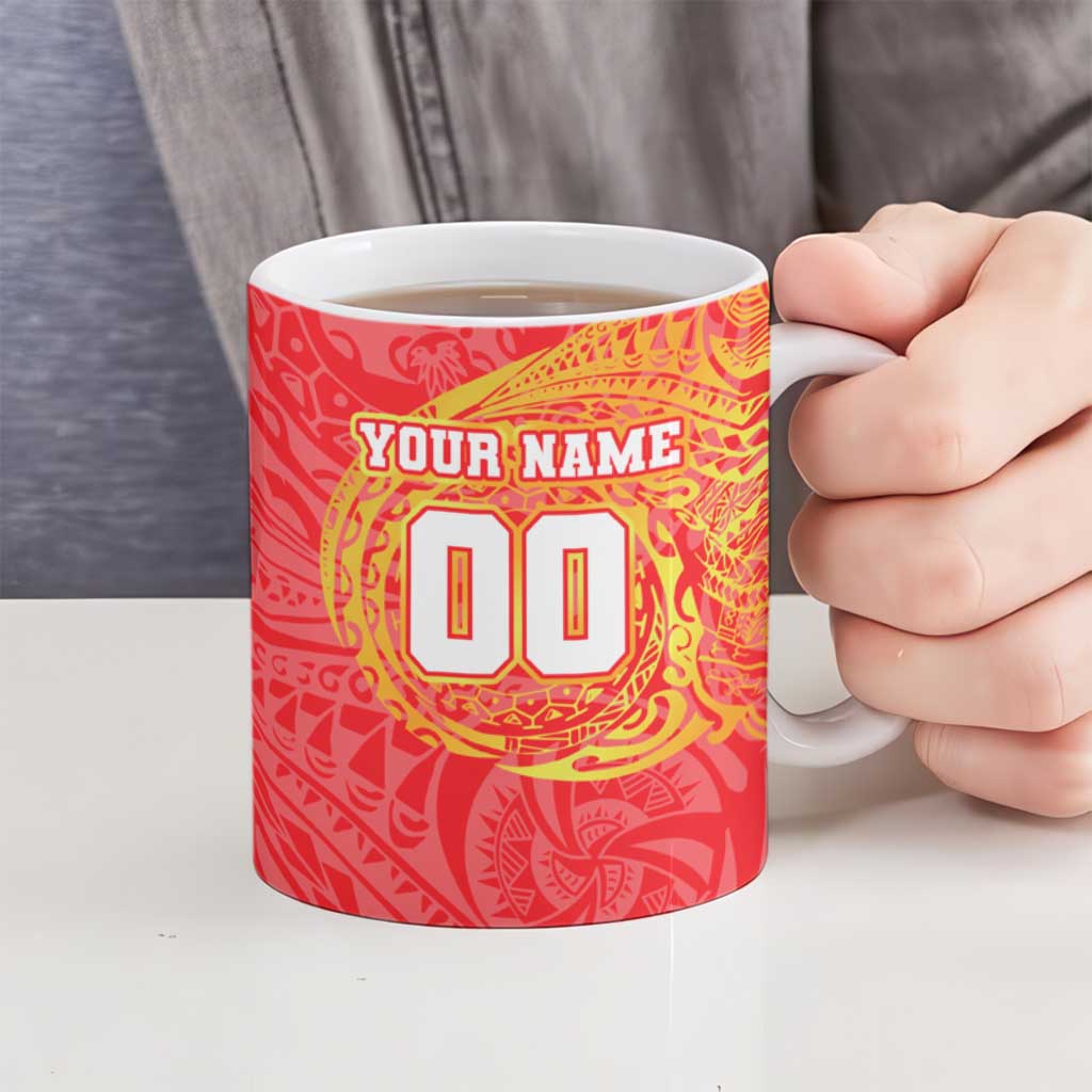 Personalized Dolphins Ceramic Mug Polynesian Tribal Chest and Sleeve Tattoo