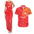 Personalized Dolphins Couples Matching Tank Maxi Dress and Hawaiian Shirt Polynesian Tribal Chest and Sleeve Tattoo