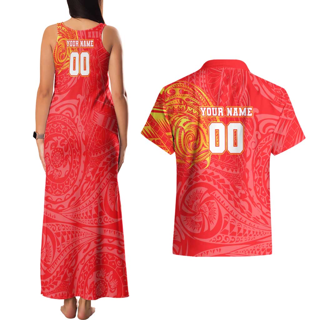 Personalized Dolphins Couples Matching Tank Maxi Dress and Hawaiian Shirt Polynesian Tribal Chest and Sleeve Tattoo