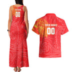 Personalized Dolphins Couples Matching Tank Maxi Dress and Hawaiian Shirt Polynesian Tribal Chest and Sleeve Tattoo