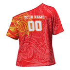 Personalized Dolphins Cross Shoulder Shirt Polynesian Tribal Chest and Sleeve Tattoo