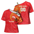 Personalized Dolphins Cross Shoulder Shirt Polynesian Tribal Chest and Sleeve Tattoo