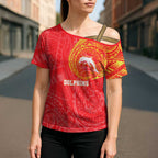 Personalized Dolphins Cross Shoulder Shirt Polynesian Tribal Chest and Sleeve Tattoo