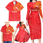 Personalized Dolphins Family Matching Long Sleeve Bodycon Dress and Hawaiian Shirt Polynesian Tribal Chest and Sleeve Tattoo