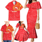 Personalized Dolphins Family Matching Mermaid Dress and Hawaiian Shirt Polynesian Tribal Chest and Sleeve Tattoo