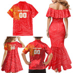 Personalized Dolphins Family Matching Mermaid Dress and Hawaiian Shirt Polynesian Tribal Chest and Sleeve Tattoo