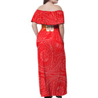 Personalized Dolphins Family Matching Off Shoulder Maxi Dress and Hawaiian Shirt Polynesian Tribal Chest and Sleeve Tattoo