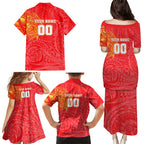 Personalized Dolphins Family Matching Puletasi and Hawaiian Shirt Polynesian Tribal Chest and Sleeve Tattoo