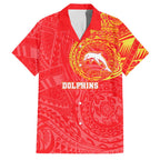 Personalized Dolphins Family Matching Summer Maxi Dress and Hawaiian Shirt Polynesian Tribal Chest and Sleeve Tattoo