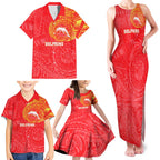 Personalized Dolphins Family Matching Tank Maxi Dress and Hawaiian Shirt Polynesian Tribal Chest and Sleeve Tattoo