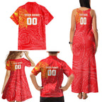 Personalized Dolphins Family Matching Tank Maxi Dress and Hawaiian Shirt Polynesian Tribal Chest and Sleeve Tattoo