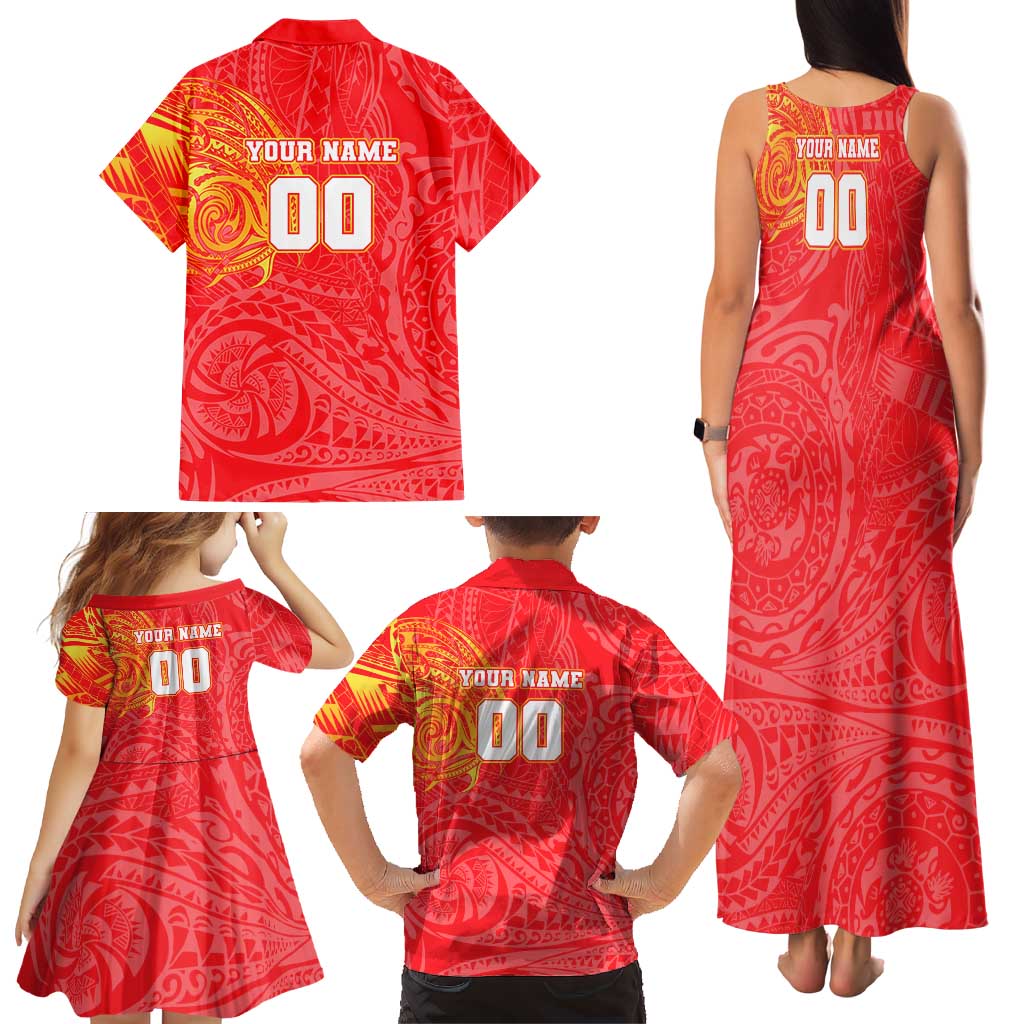 Personalized Dolphins Family Matching Tank Maxi Dress and Hawaiian Shirt Polynesian Tribal Chest and Sleeve Tattoo