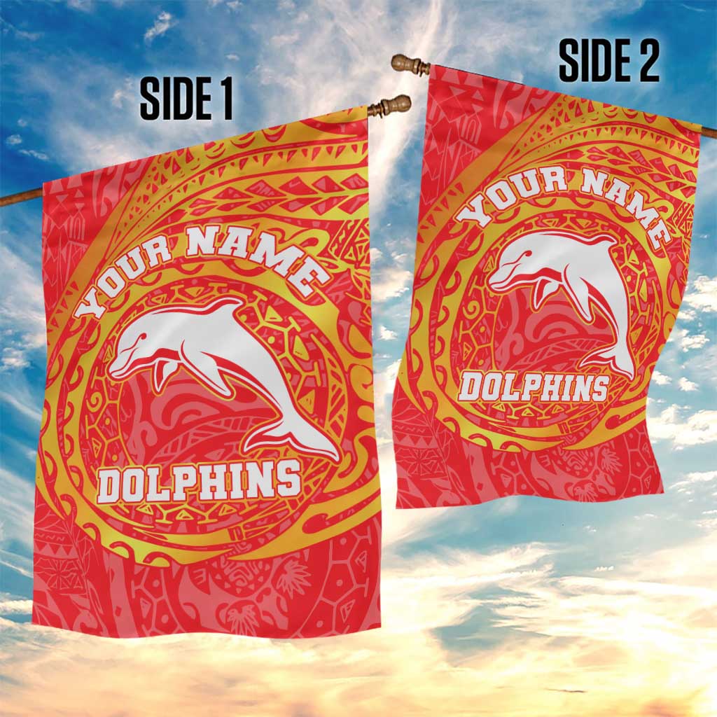 Personalized Dolphins Garden Flag Polynesian Tribal Chest and Sleeve Tattoo