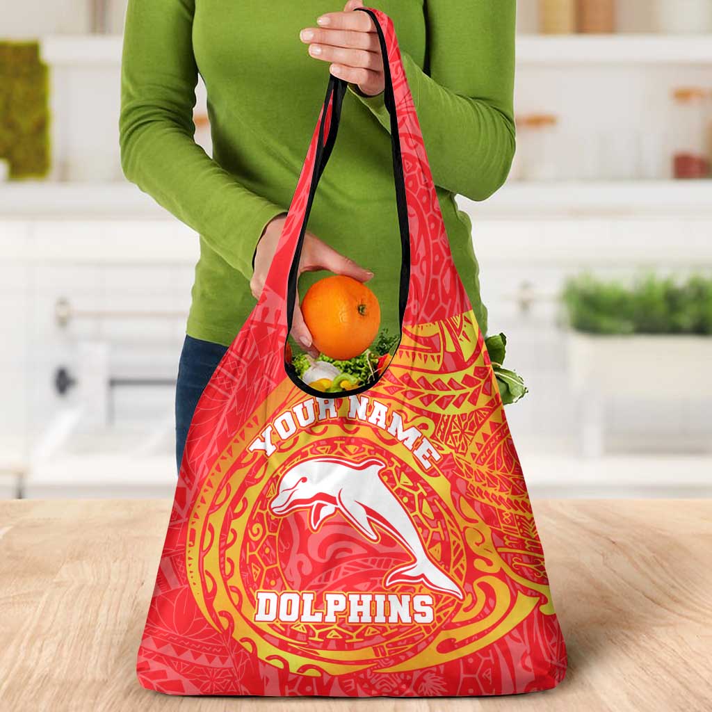 Personalized Dolphins Grocery Bag Polynesian Tribal Chest and Sleeve Tattoo
