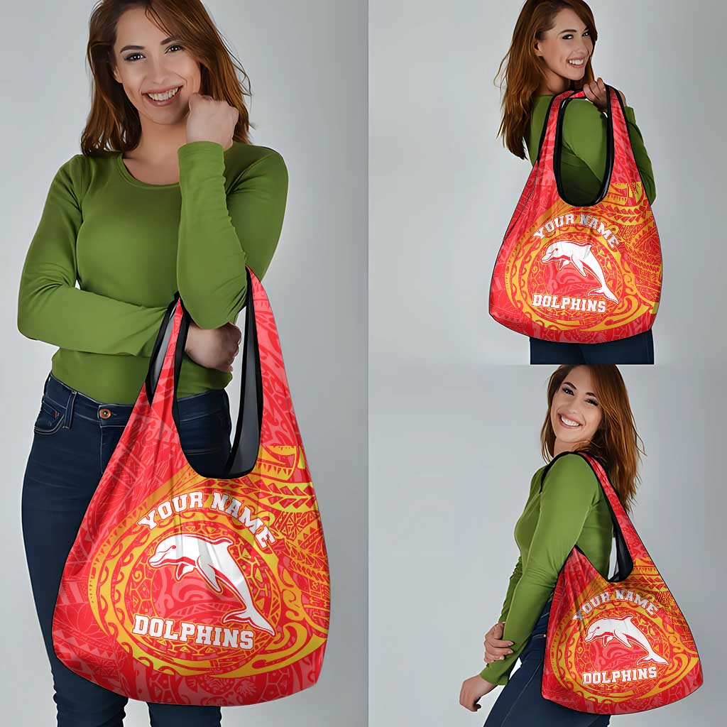 Personalized Dolphins Grocery Bag Polynesian Tribal Chest and Sleeve Tattoo