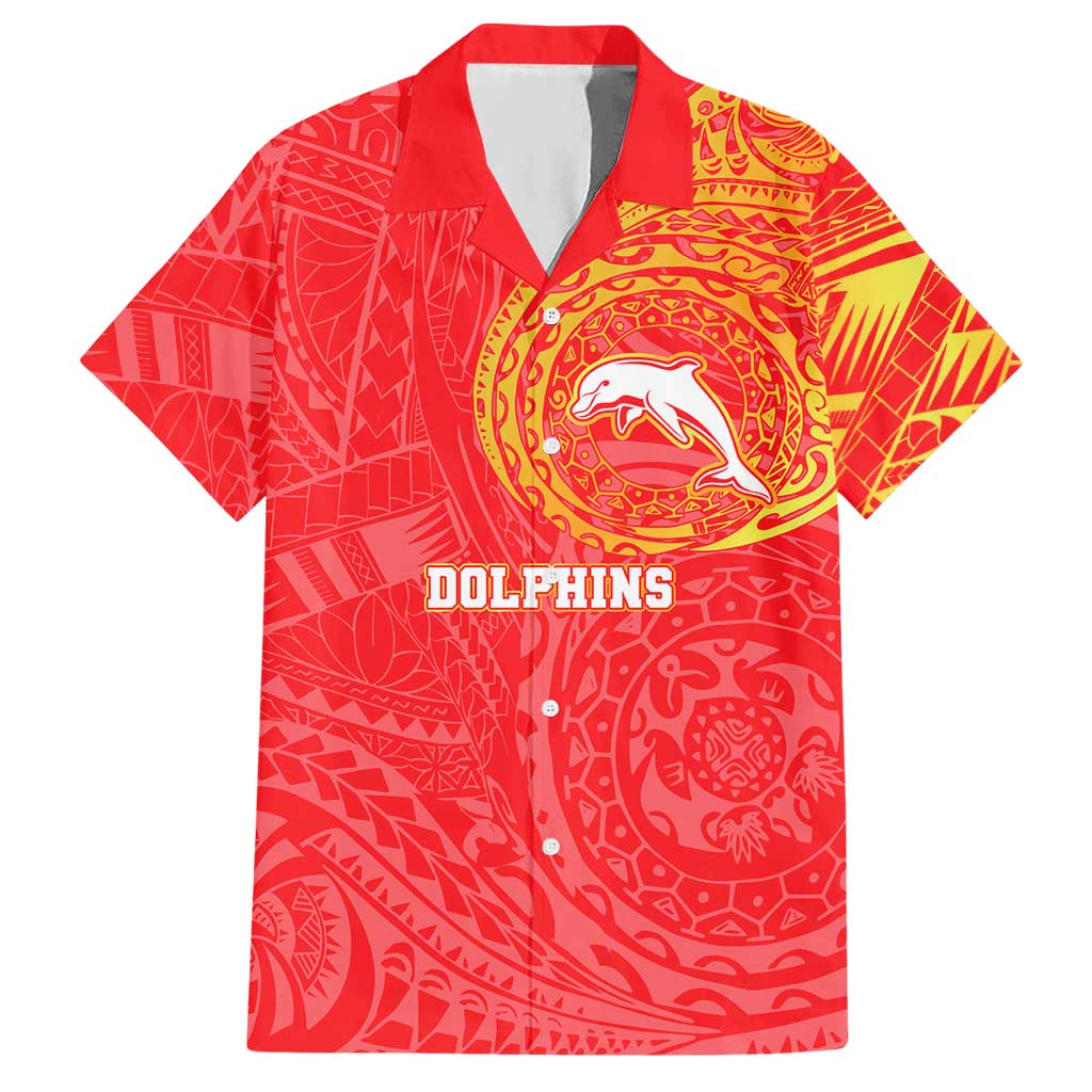 Personalized Dolphins Hawaiian Shirt Polynesian Tribal Chest and Sleeve Tattoo