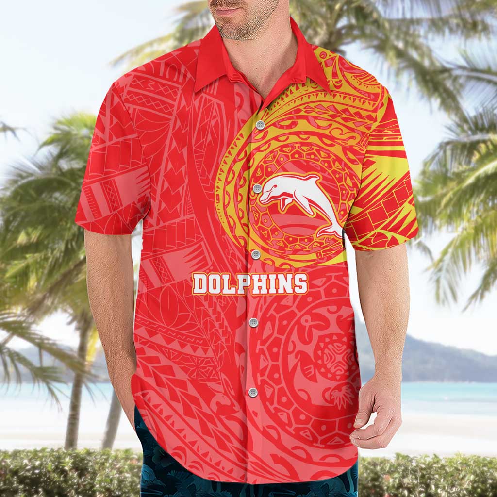 Personalized Dolphins Hawaiian Shirt Polynesian Tribal Chest and Sleeve Tattoo