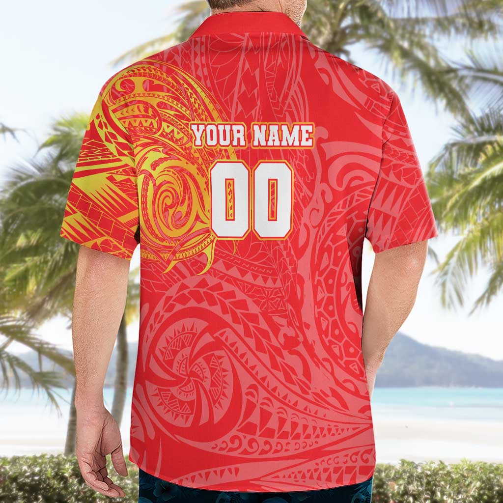 Personalized Dolphins Hawaiian Shirt Polynesian Tribal Chest and Sleeve Tattoo