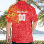 Personalized Dolphins Hawaiian Shirt Polynesian Tribal Chest and Sleeve Tattoo