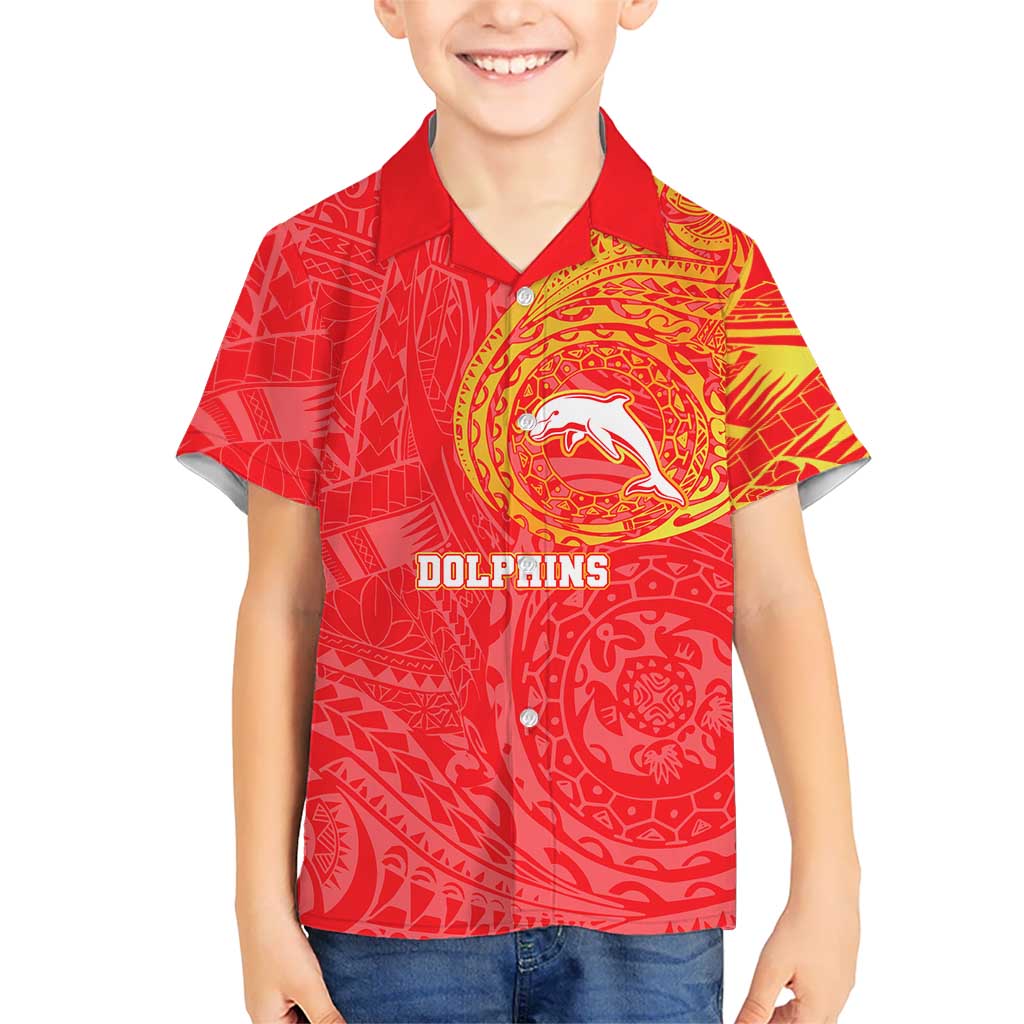 Personalized Dolphins Hawaiian Shirt Polynesian Tribal Chest and Sleeve Tattoo
